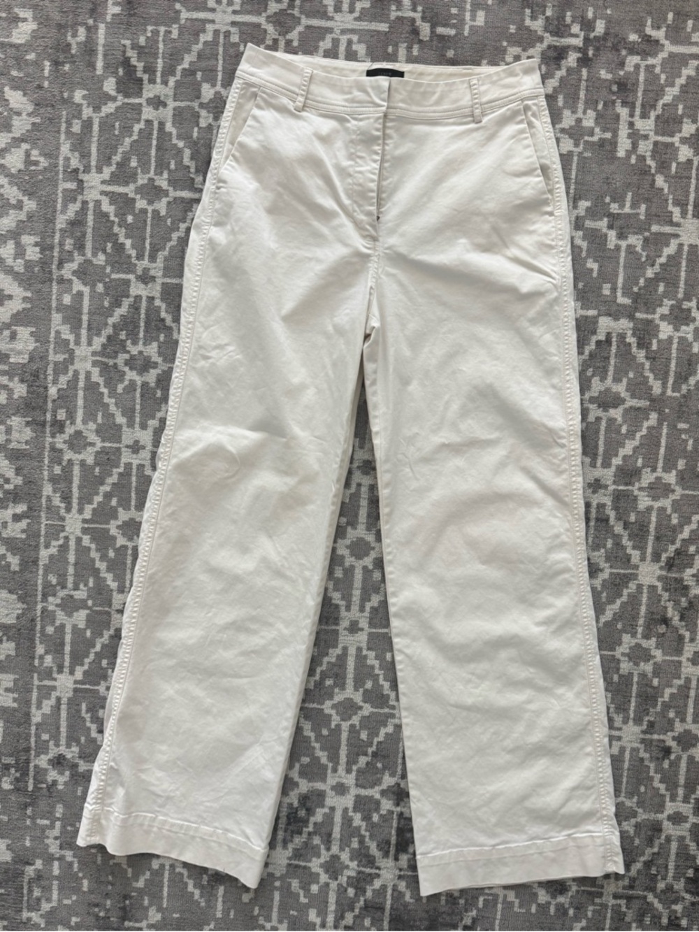 J.Crew Off White Wide Leg Chino Pants Size 6 Stretch Cotton